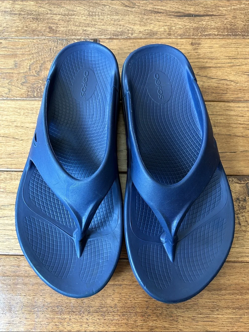 Oofos OOriginal Sandals Recovery Flip Flop Thongs Navy Blue Mens Size 10